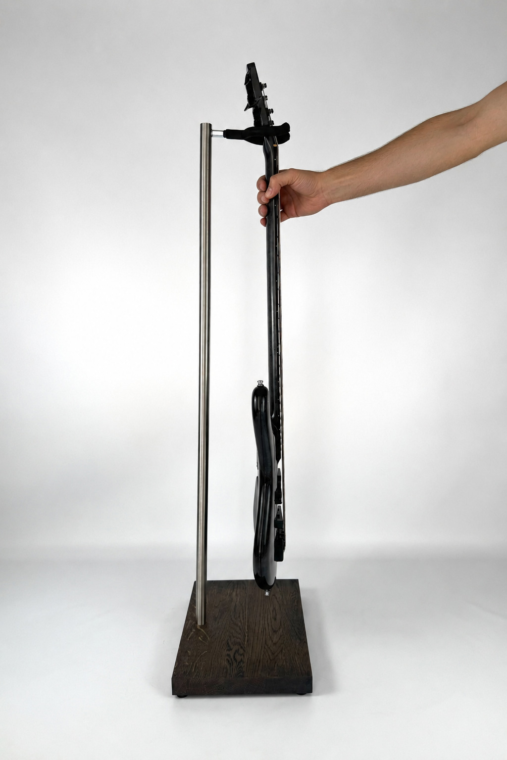 Secure guitar position in premium wooden stand