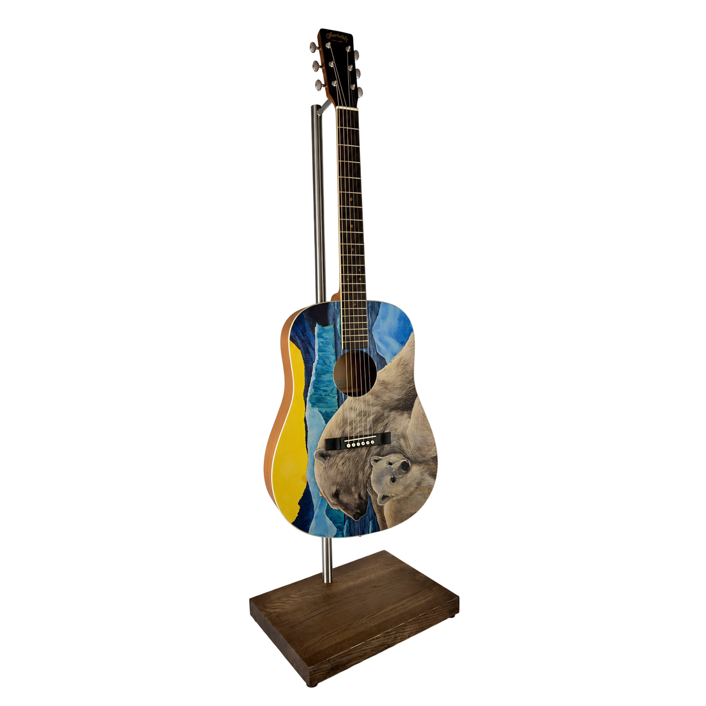 Dębowy stojak na gitarę akustyczną o minimalistycznym wyglądzie